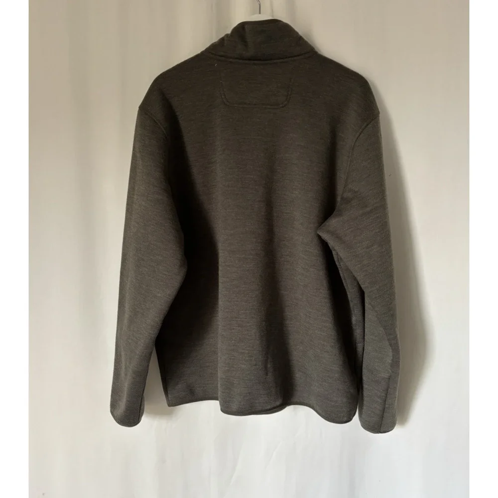 The North Face Mens Pullover XL Green Mock Neck Pockets Sweatshirt Sherpa Lined